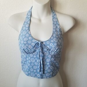Hollister Light Blue Floral Crop Top